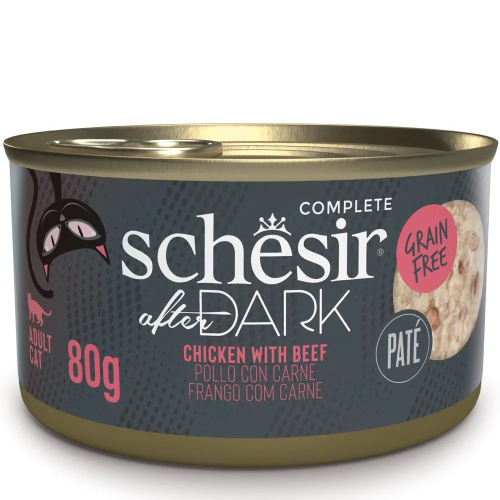 15% OFF: Schesir After Dark Chicken With Beef Pate Grain-Free Adult Canned Cat Food 80g