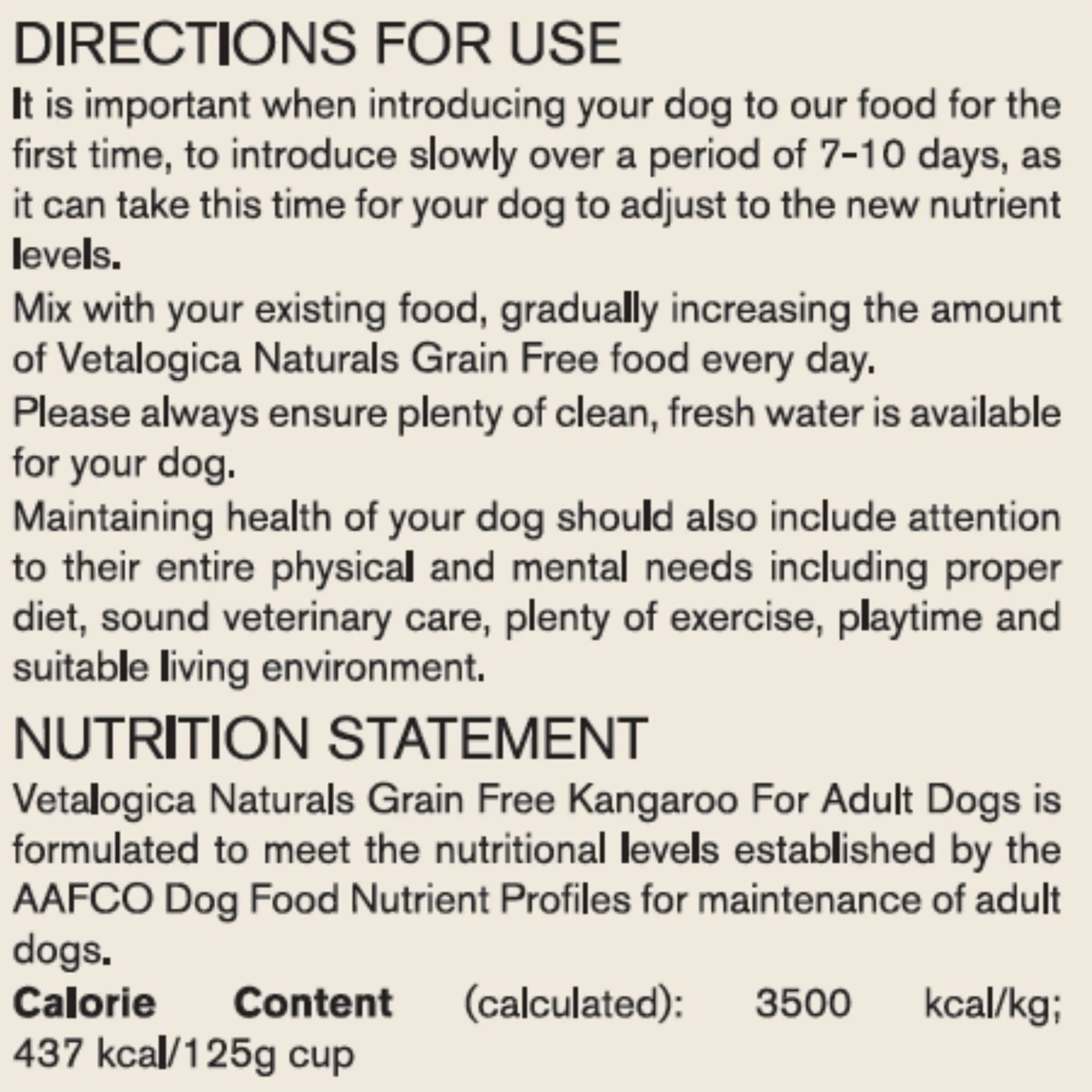 4 x 100g Vetalogica Naturals Grain Free Kangaroo Adult Dog Food SAMPLES