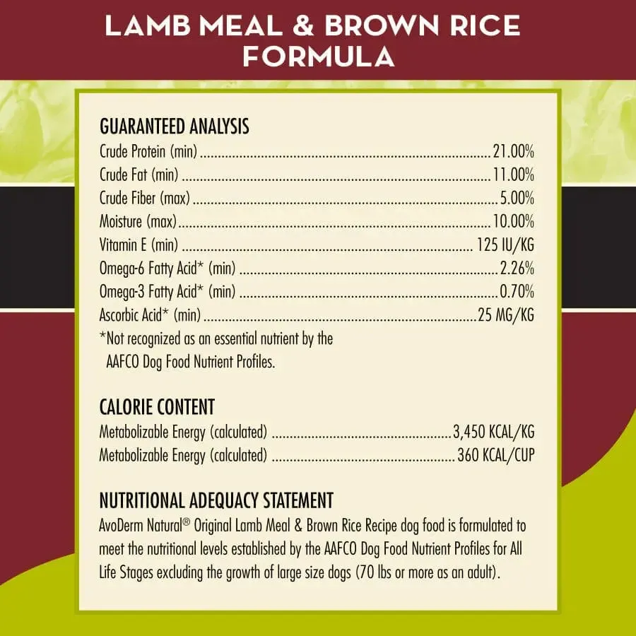 AvoDerm Natural Original Lamb Meal & Brown Rice Recipe Dry Dog Food