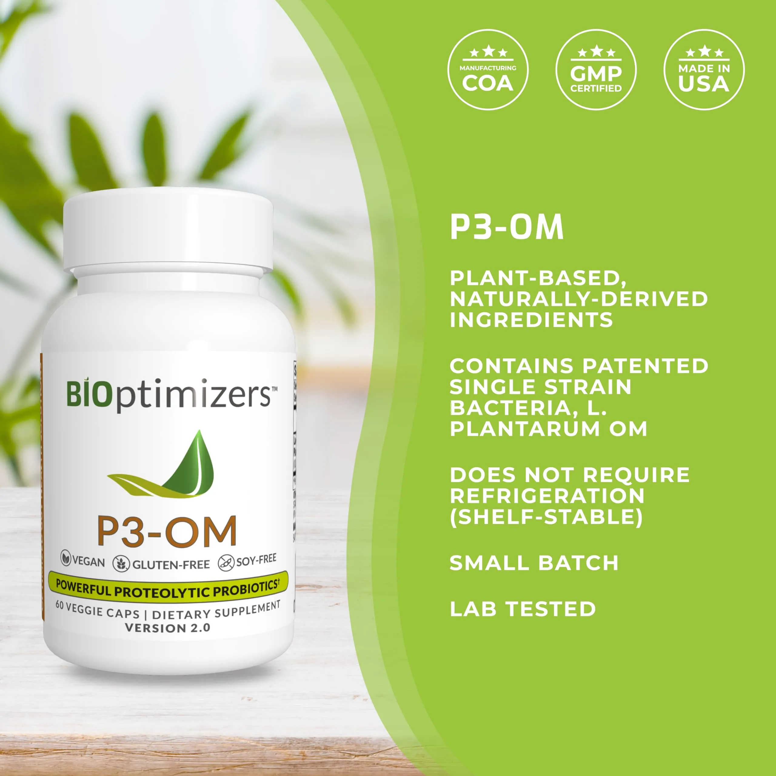 BiOptimizers P3-OM Proteolytic Prebiotics & Probiotics 60 Veg Caps