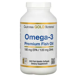 California Gold Nutrition, Omega-3, Premium Fish Oil, 180 mg EPA/120 mg DHA 240 fish gelatin capsules