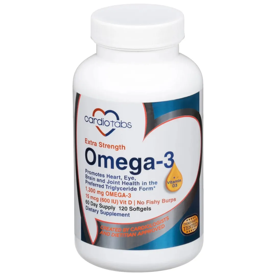 CardioTabs, Omega-3 Extra Strength   Vitamin D3, Triglyceride Form, 1300 mg Omega-3, 600 DHA / 600 EPA, with 600 IU Vitamin D3