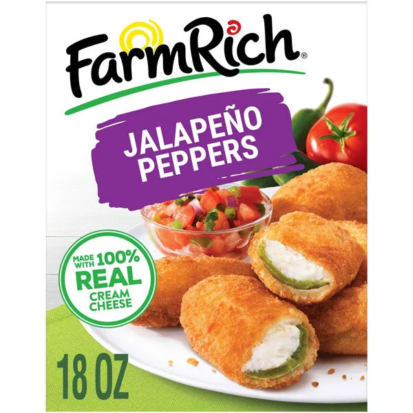 Farm Rich Breaded Jalapeno Peppers Stuffed with 100% Real Cream Cheese, 17 oz