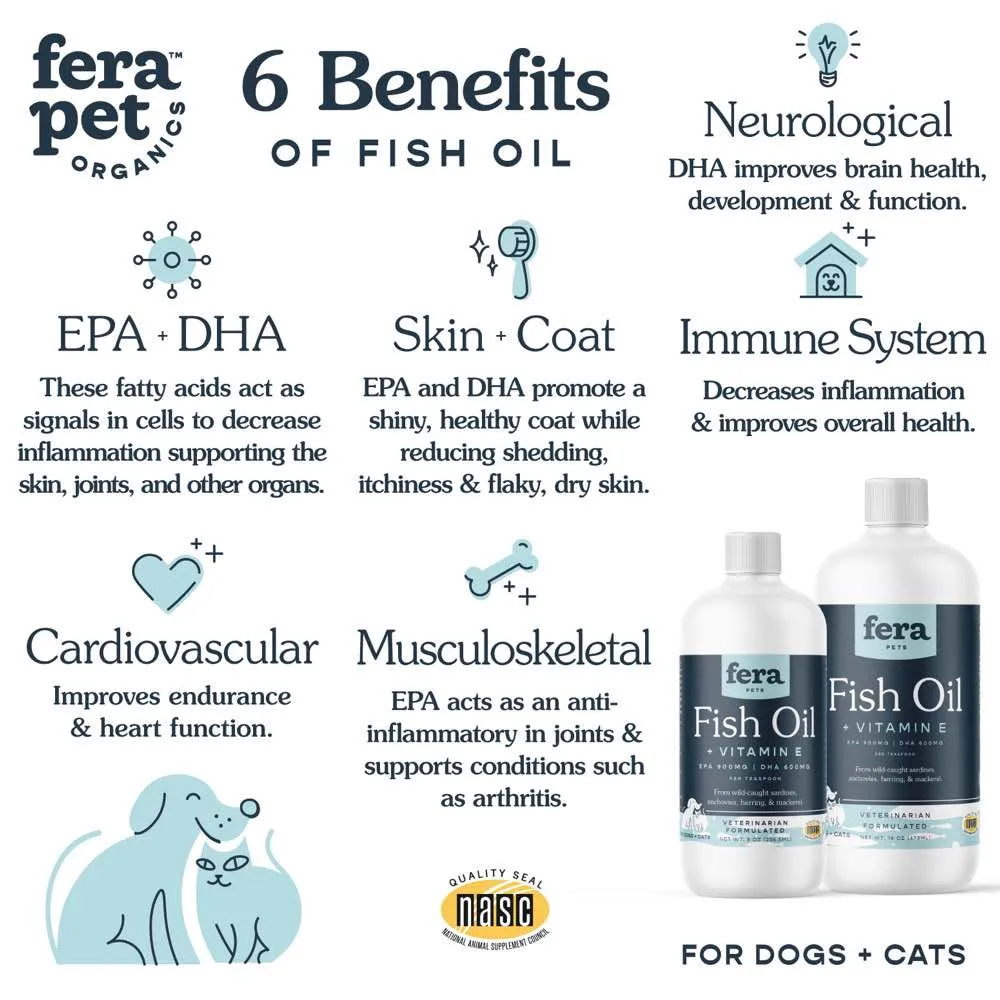 Fera Pets Fish Oil   Vitamin E Supplement For Cats & Dogs