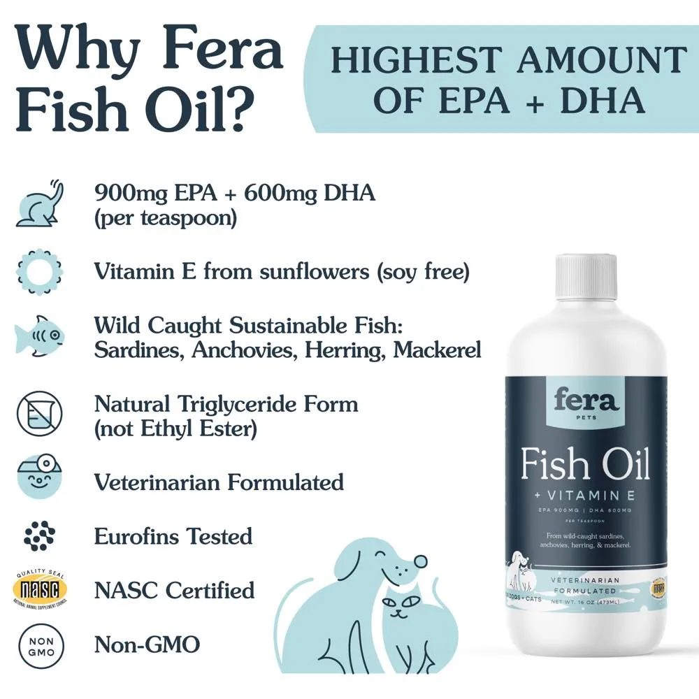 Fera Pets Fish Oil   Vitamin E Supplement For Cats & Dogs