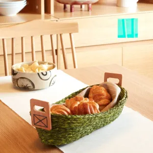 Handmade Sabai Grass Bread Basket-Large-Green