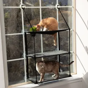 K&H EZ Mount Window Kitty Sill Cat Perch with Cat Grass Grow Station - Triple or Quad Level