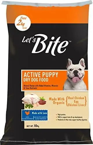 Let's Bite Active Puppy Dog Food, 10kg (2kg Extra Free Inside)