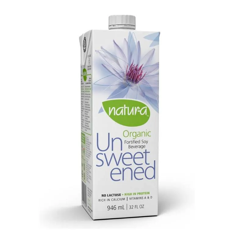 Natura Organic Soy Beverage Unsweetened 946ml Serving Size 250ml Serving Per Container About 4 enjoy milk over your cereal, in your coffee or simply by itself-6366751100