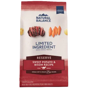 Natural Balance Reserve Sweet Potato & Bison Recipe Dry Dog Food, 22lb