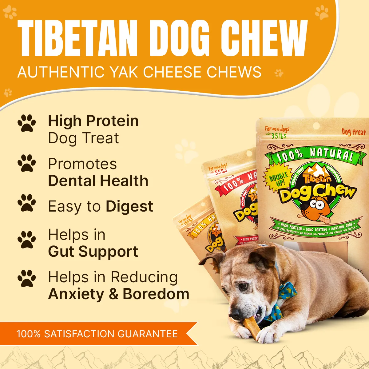 Natural Yak Chew for Small Dogs - 2 lbs dog chews