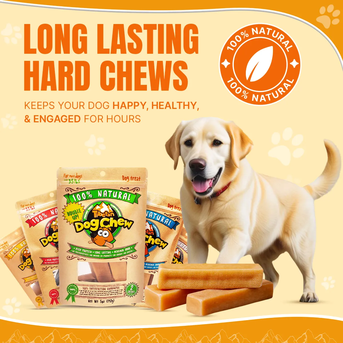 Natural Yak Chew for Small Dogs - 2 lbs dog chews