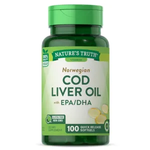 Nature's Truth Norwegian Cod Liver Oil with EPA/DHA 100 Softgels