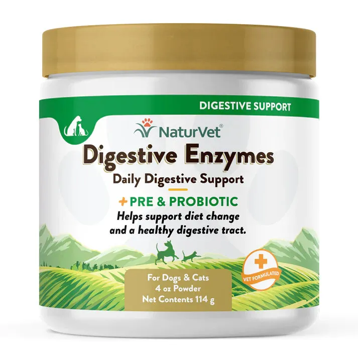 NaturVet Digestive Enzymes plus Pre & Probiotic Powder for Cats and Dogs