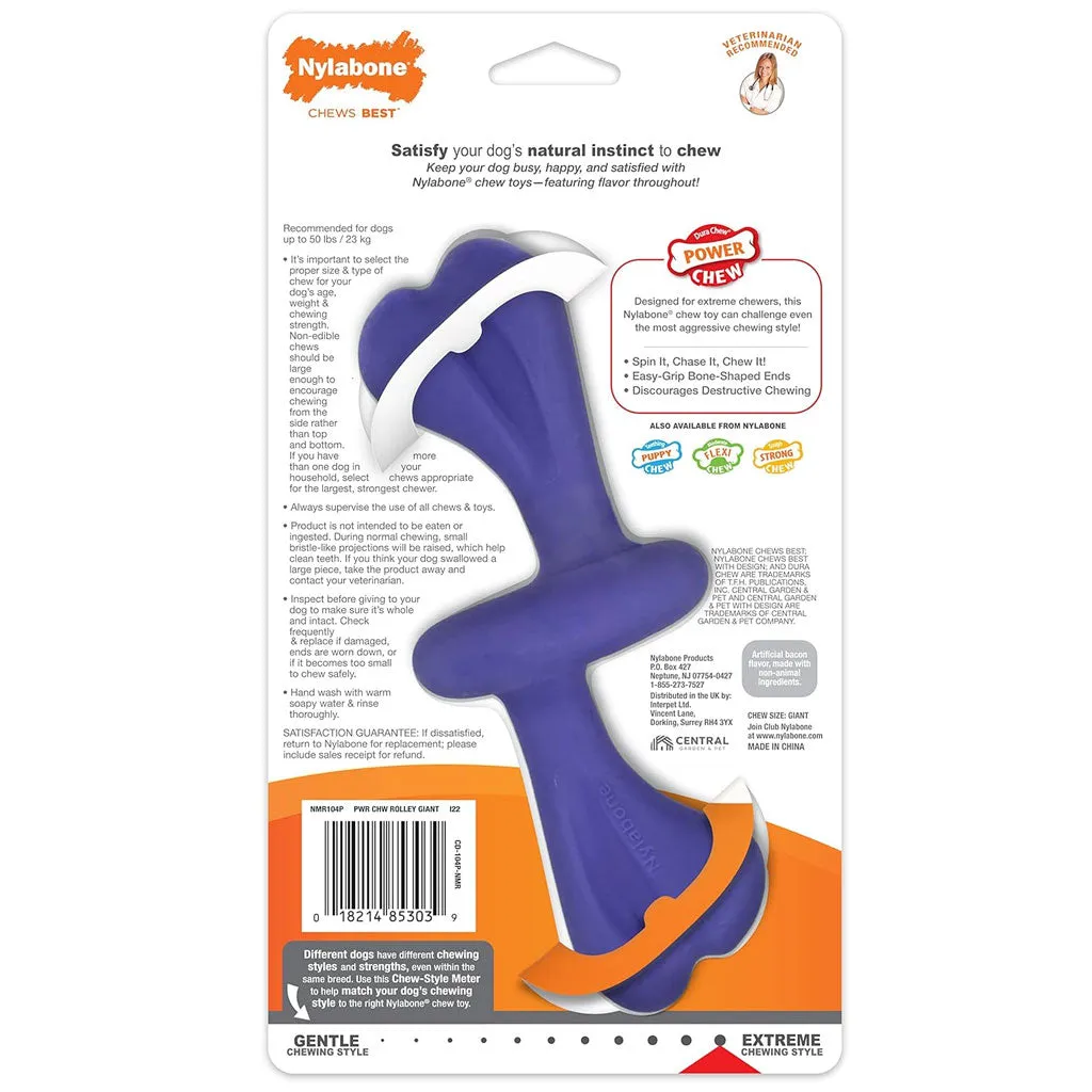 Nylabone Power Chew Rolling Dog Toy, Blue, Large/Giant