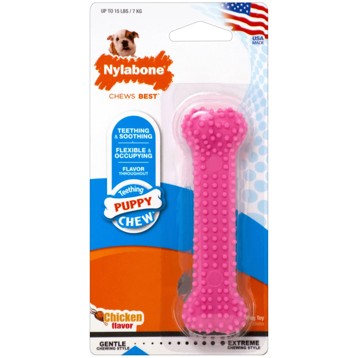 Nylabone - Puppy Teething & Soothing Flexible Chew Toy (Pink)