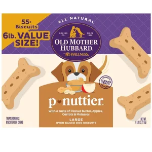 Old Mother Hubbard P-Nuttier Value Box Large Oven Baked Biscuits Dog Treats, 6 lbs