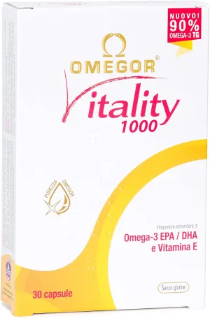 OMEGOR Vitality 1000 Capsules with Omega 3, EPA, DHA and Vitamin E, 30 Capsules