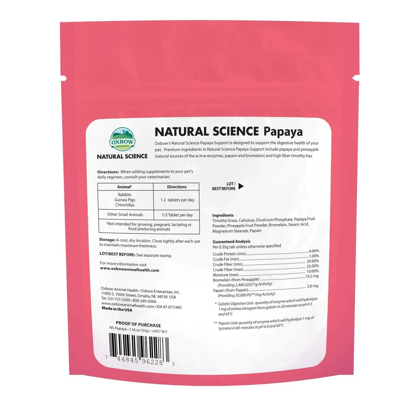 Oxbow Natural Science Papaya Support 33g^^^