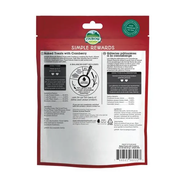 Oxbow Simple Rewards Cranberry 85g