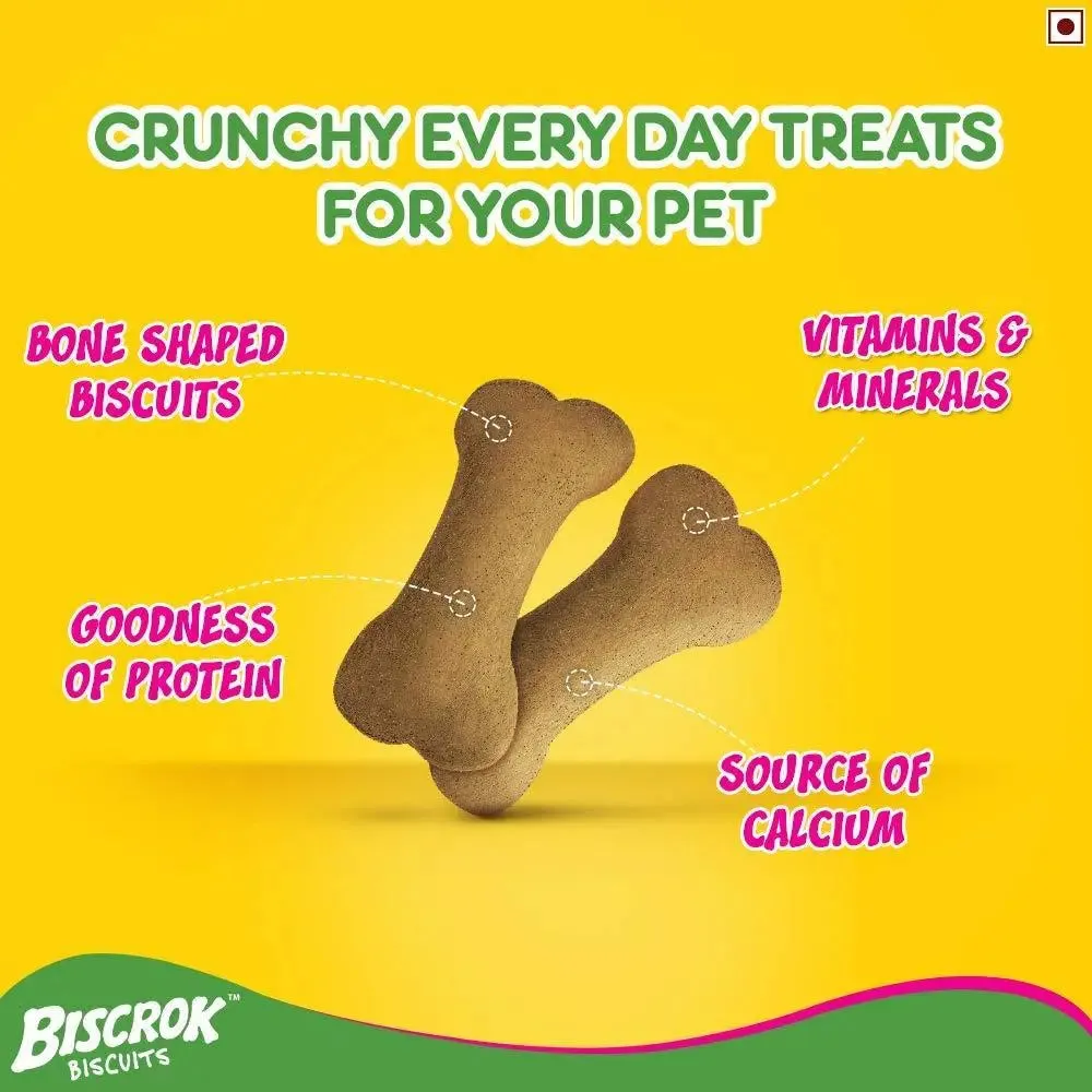 Pedigree Biscrok Biscuits Dog Treats (Above 4 Months), Milk and Chicken Flavor, 500g pack of 2