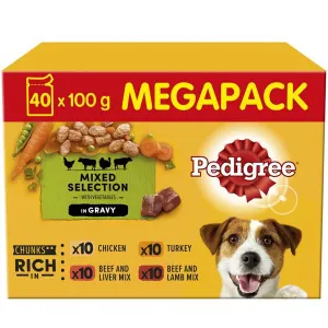 Pedigree Dog Pouch Adult - Mixed Selection in Gravy 40 x 100g Mega Pack