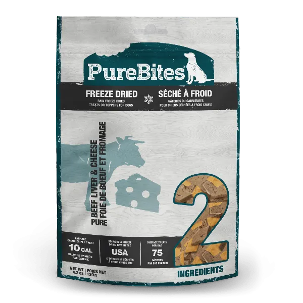 PureBites Freeze Dried Beef & Cheese Dog Treats, 120g