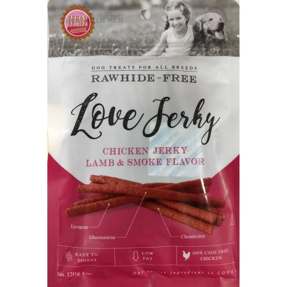 Rena Love Jerky Lamb and Smoke Flavour Chicken Jerky Dog Treats (120g) Special Offer