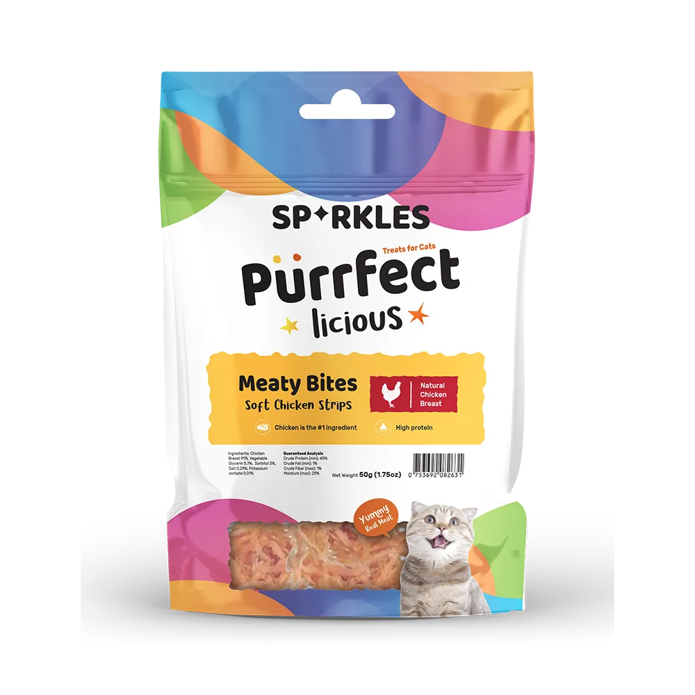 Sparkles Cat Purrfectlicious Meaty Bites Soft Chicken Strips 50g