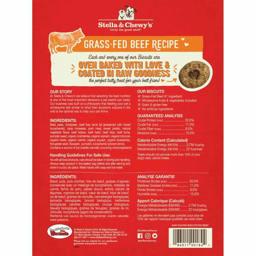 Stella & Chewy’s Freeze-Dried Raw Coated Biscuits Beef Grain-Free Dog Treats 9oz