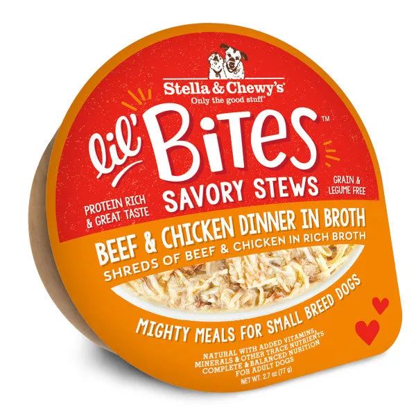 Stella & Chewy's Lil Bites Savory Stews - Beef & Chicken Dinner in Broth, Wet Dog Food, 2.7-oz Case of 12