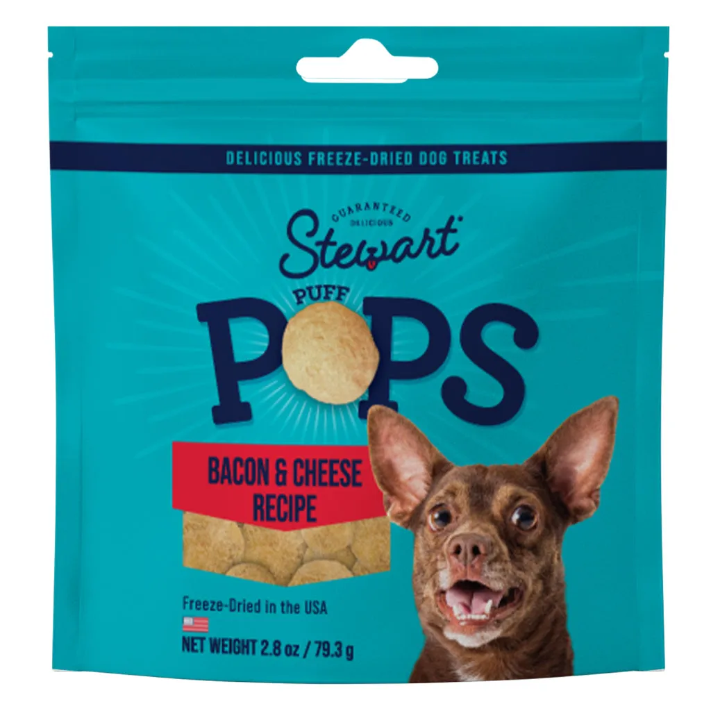 Stewart PuffPops Bacon & Cheese Recipe Freeze-Dried Treats For Dogs