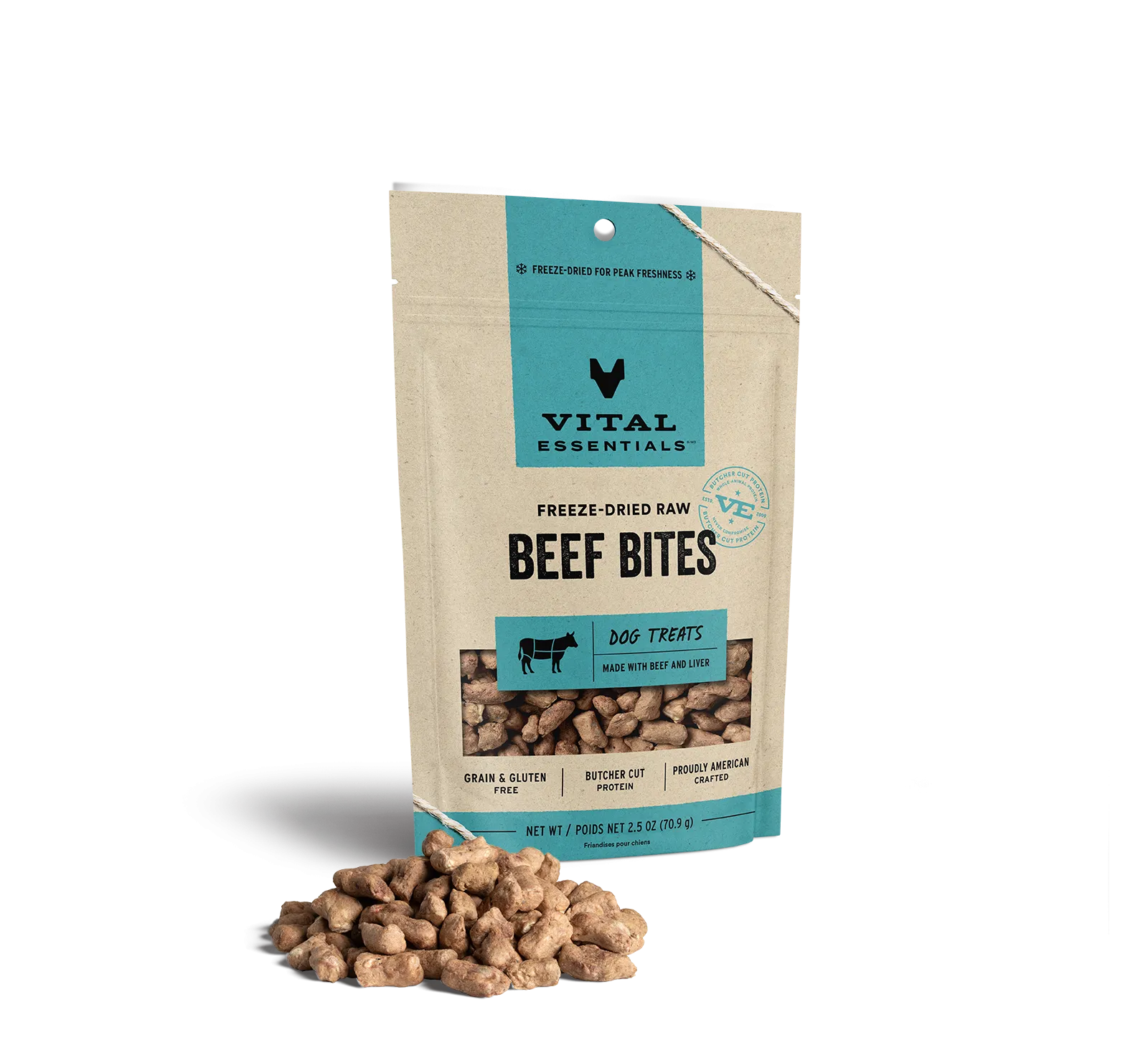 Vital Essentials Freeze Dried Raw Beef Bites Dog Treats