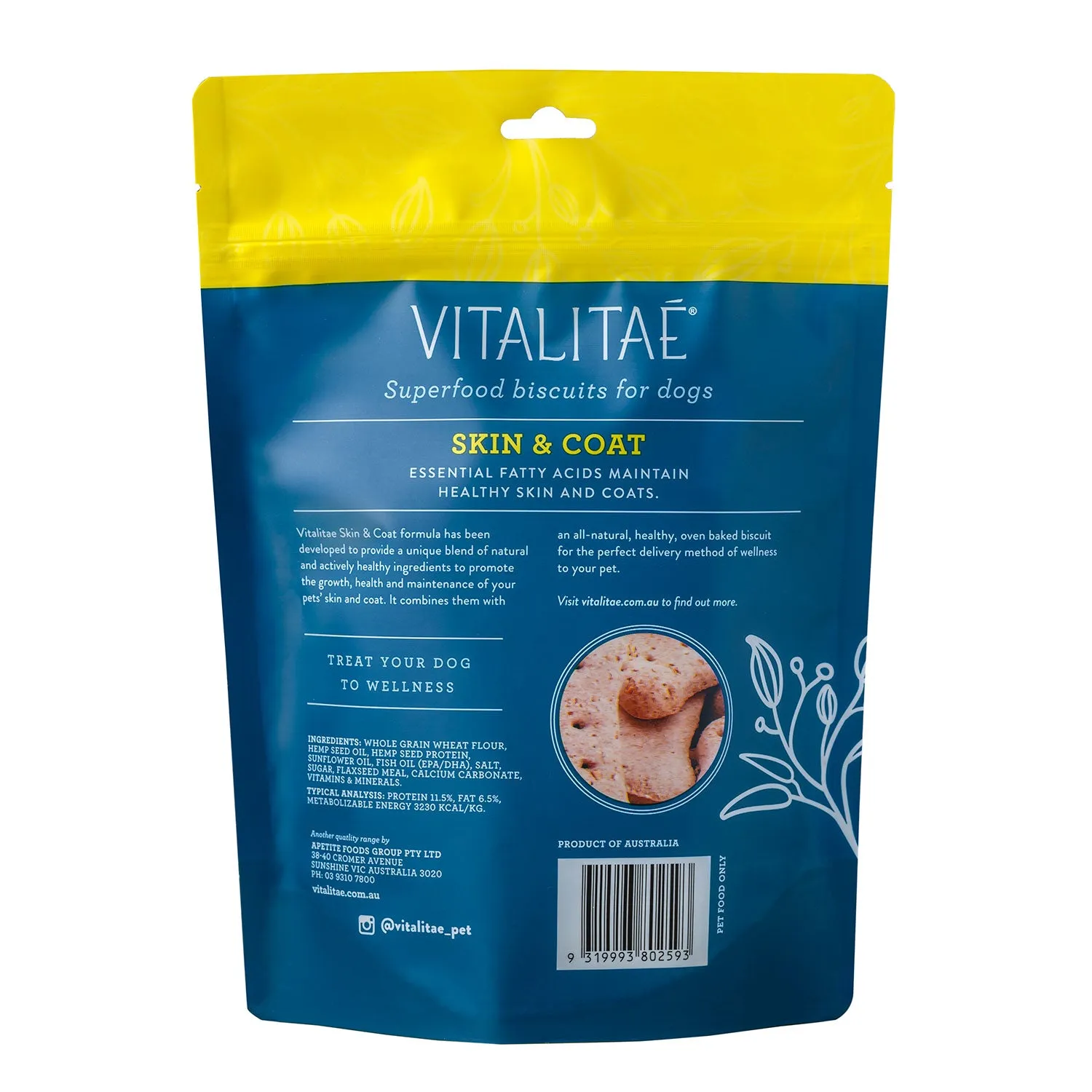 Vitalitae Skin & Coat Superfood Biscuits Dog Treat 350g