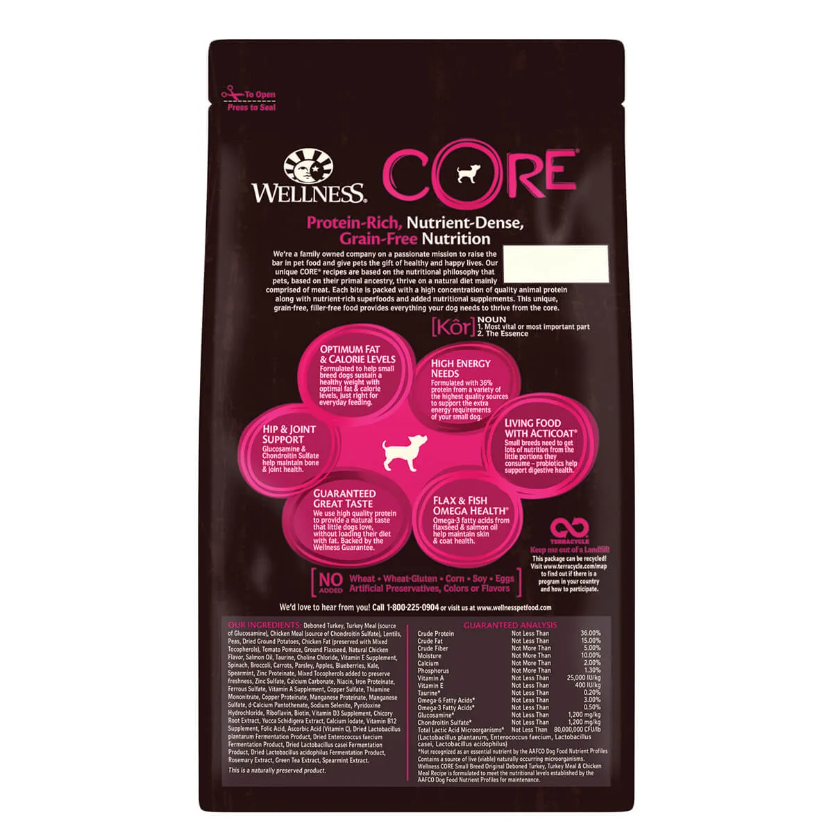 Wellness Core Grain Free Small Breed Adult Dry Dog Food 1.8kg