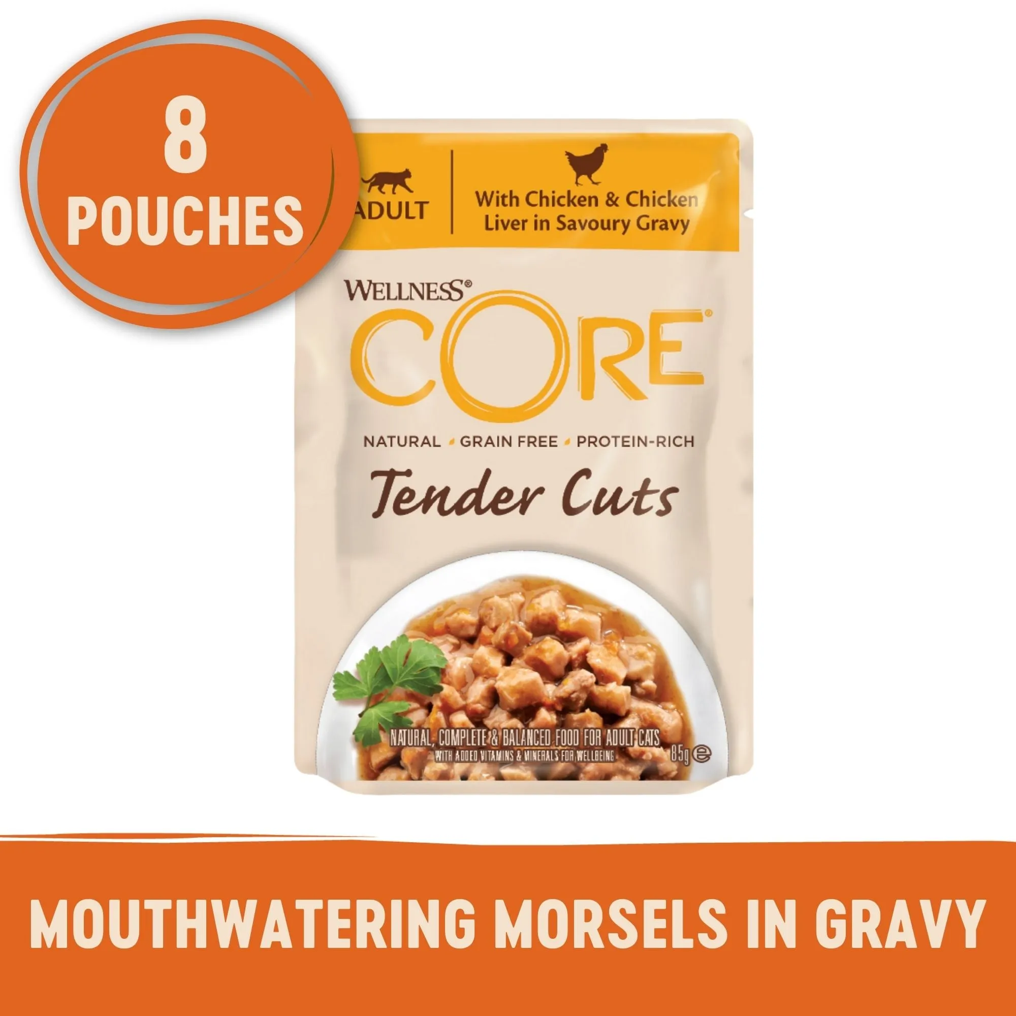 Wellness CORE Tender Cuts with Chicken and Chicken Liver in Gravy Wet Cat Food 85g x 8