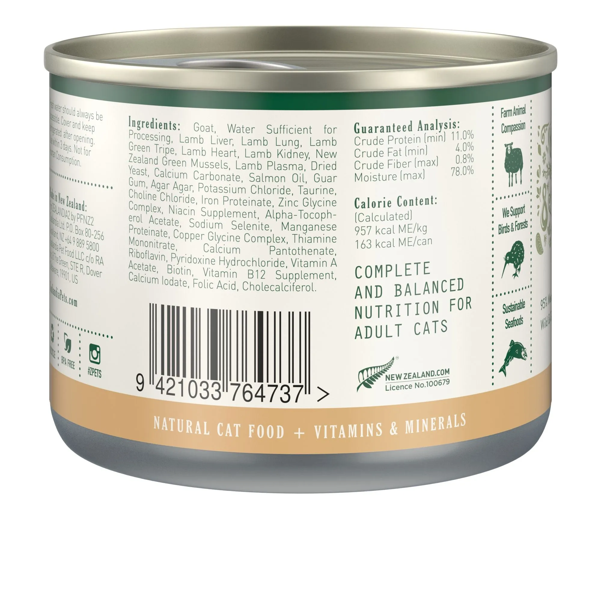 Zealandia Goat Pate Adult Cat Wet Food 170g